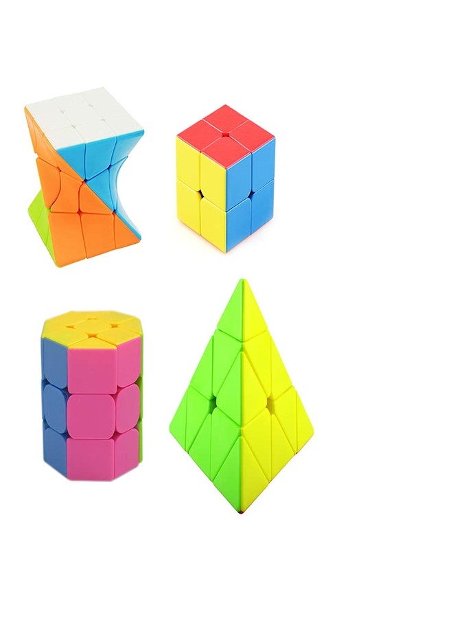 QWICK CLICK High Speed Cube Stickerless 3D Puzzle Cube Bundle 2x2, Octa, Twister & Pyramid (Pack of 4)